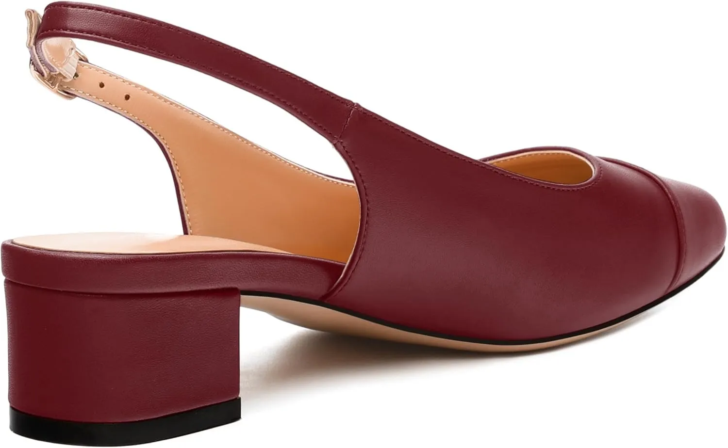 Womens Sqaure Toe Block Heel Slingback Pumps