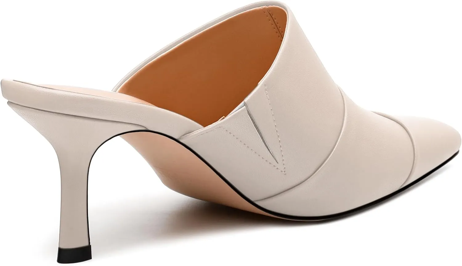 Women's Square Closed Toe Heeled Sandals, Ruched Mid Stiletto Heels, Fashion Comfort Daily Working Party Slide Sandals for Women