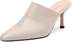 Women's Square Closed Toe Heeled Sandals, Ruched Mid Stiletto Heels, Fashion Comfort Daily Working Party Slide Sandals for Women