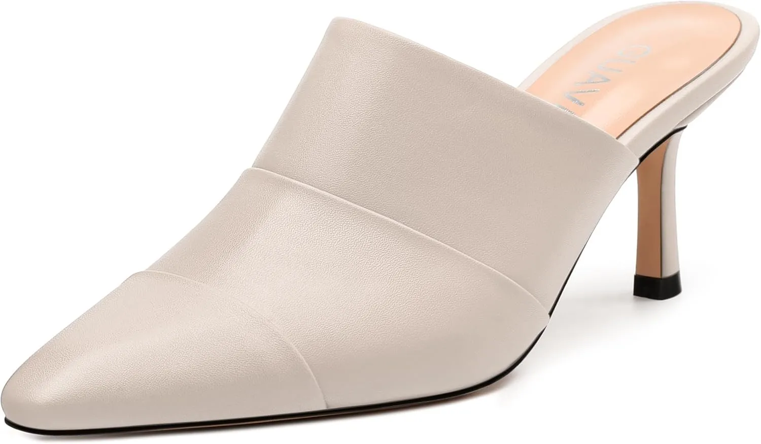 Women's Square Closed Toe Heeled Sandals, Ruched Mid Stiletto Heels, Fashion Comfort Daily Working Party Slide Sandals for Women