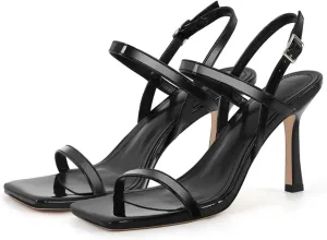 Women's Square Toe Ankle Strap Sandals - Slingback Cross-Strap 9.5cm Heel Open Toe