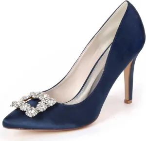 Women's Stiletto High Heel Sandals | Closed-Toe Satin Slip-On | Perfect Bridal, Wedding Party & Homecoming Dress Shoes