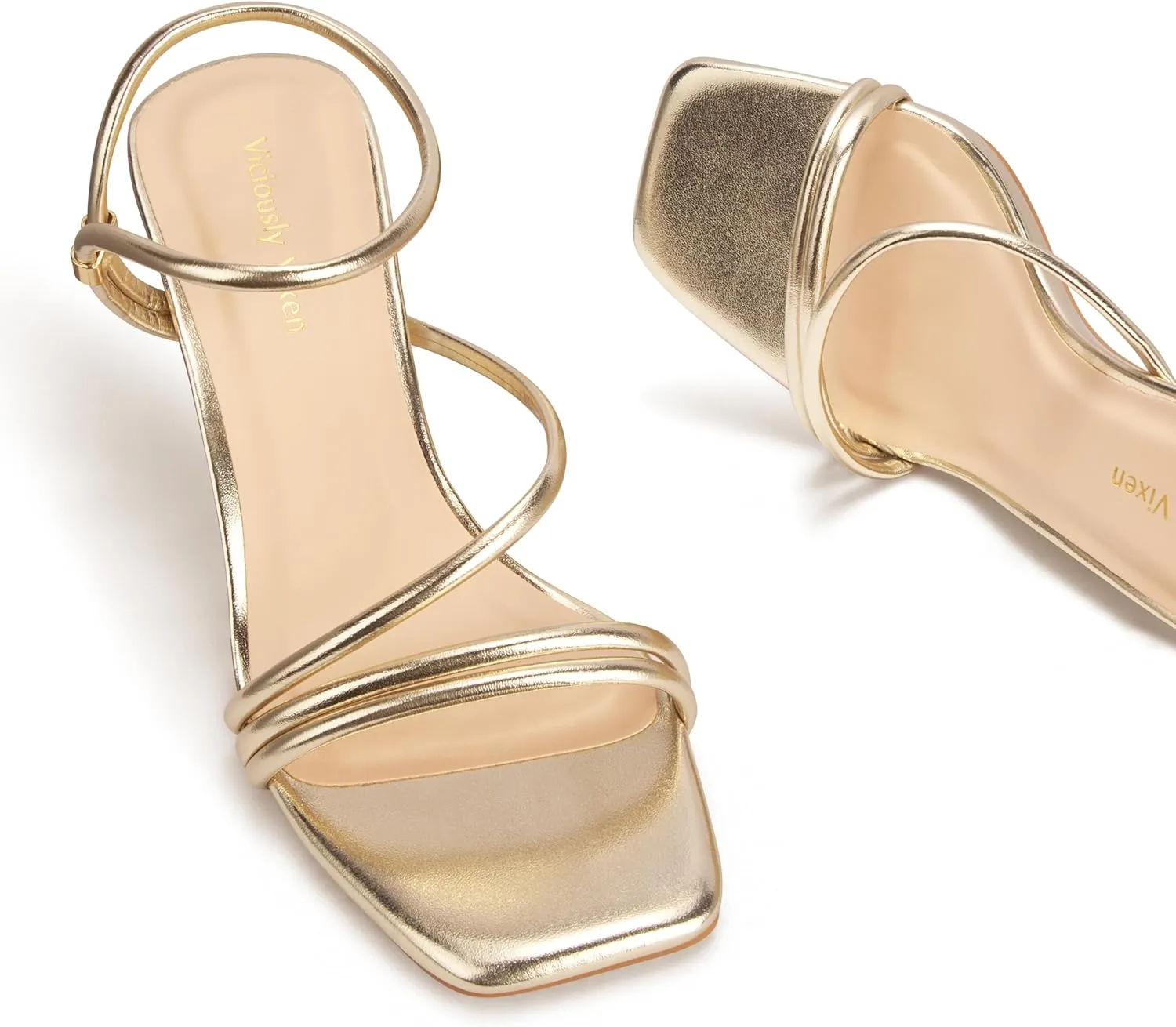 Women's Strappy Kitten Heels Square Open Toe Sandals Party Wedding Ankle Strap Shoes