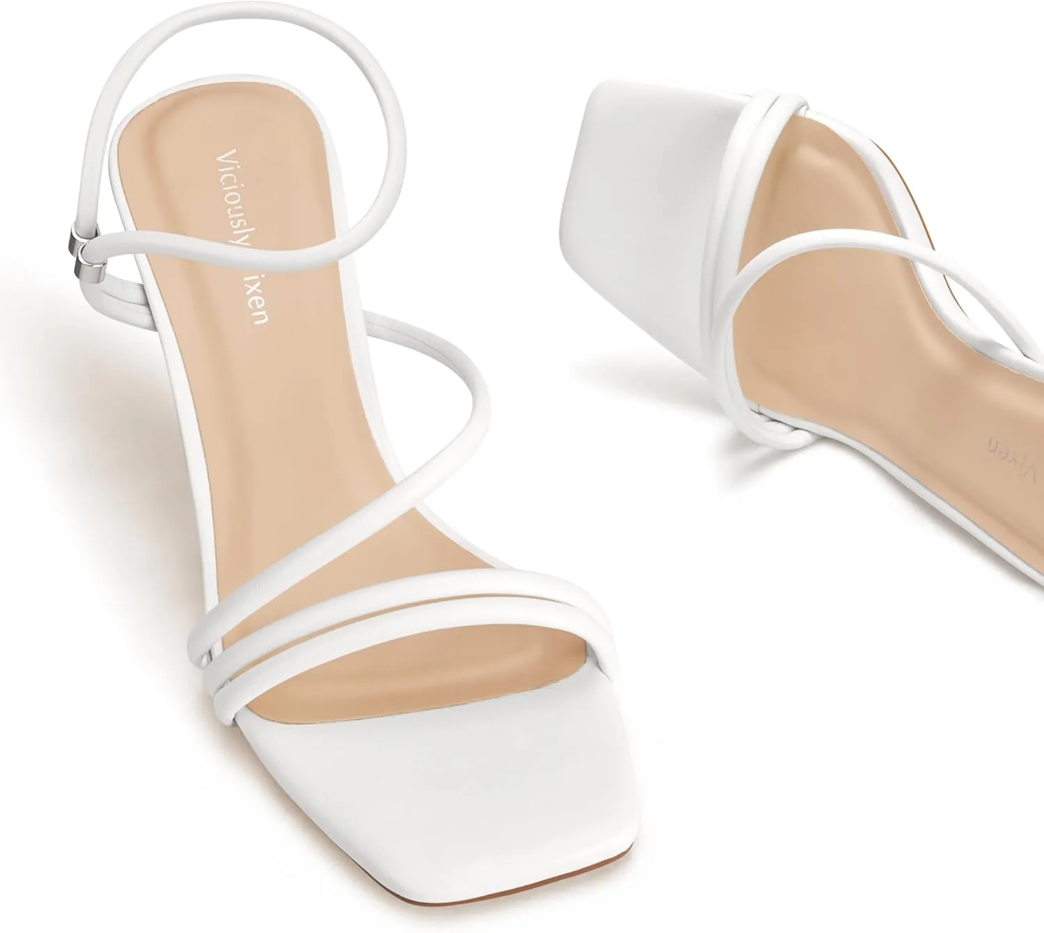 Women's Strappy Kitten Heels Square Open Toe Sandals Party Wedding Ankle Strap Shoes