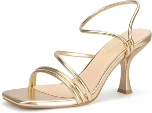 Women's Strappy Kitten Heels Square Open Toe Sandals Party Wedding Ankle Strap Shoes