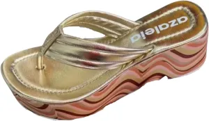 Women's Wedge Flip Flop Sandals,Comfortable Slip-On Sandals, Fashion Rainbow Bottom Wedge Casual Sandals, Outdoor Non-Slip Beach Slippers