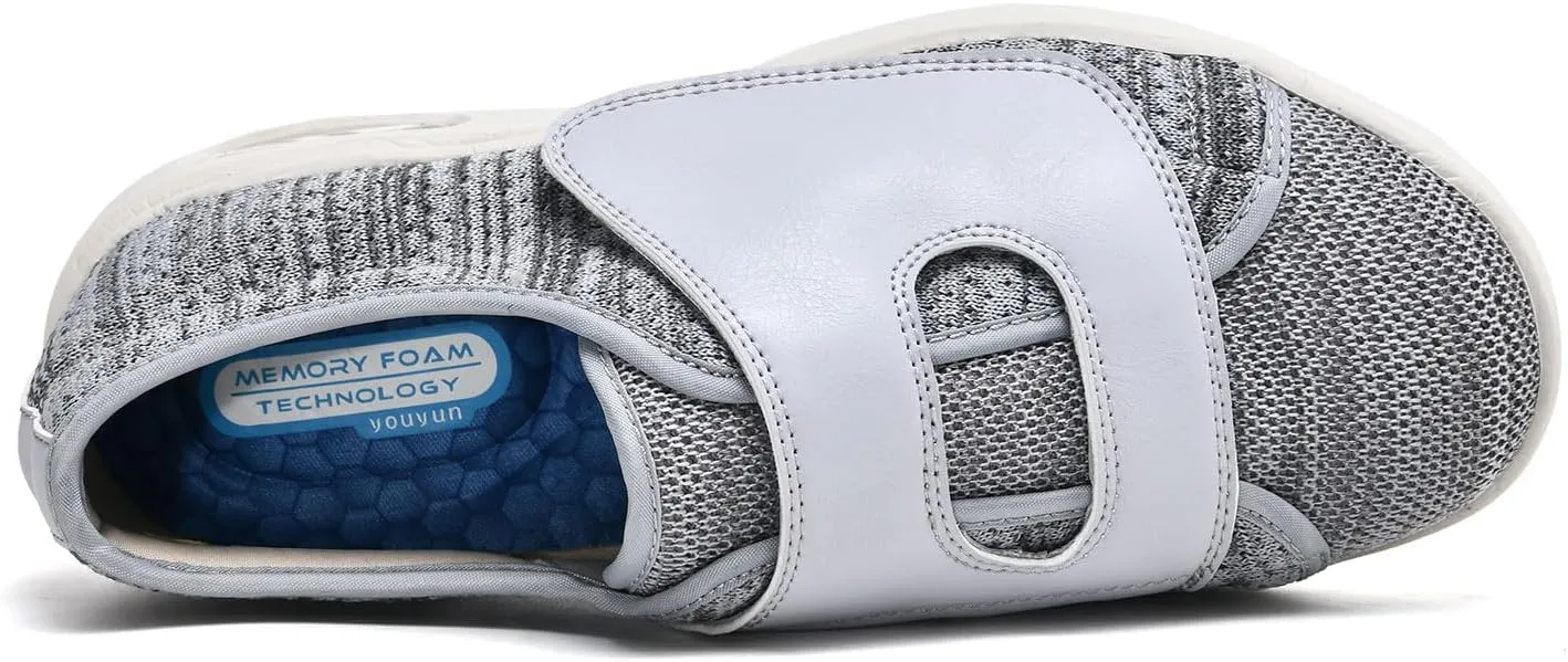 Women's Wide Width Diabetic Walking Shoes with Adjustable Closure, Easy On/Off Lightweight Sneakers for Elderly Arthritis Swollen Feet