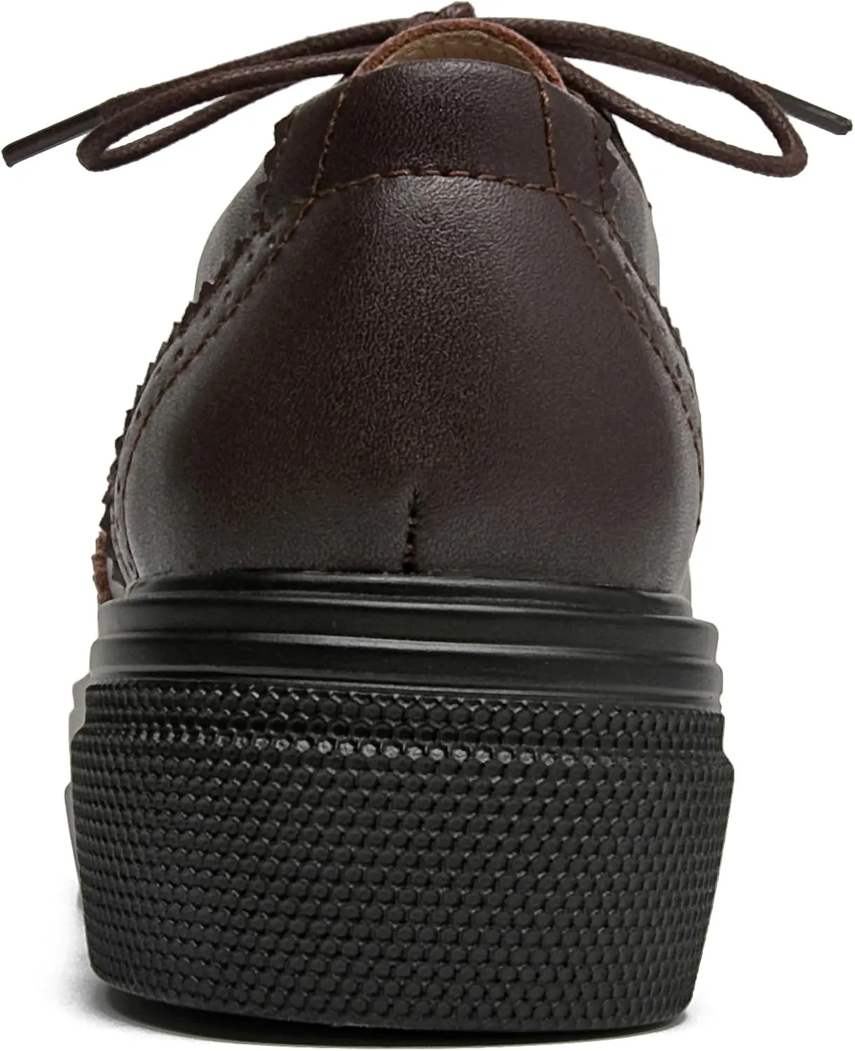 WUIWUIYU Womens Casual Patent Leather Lace-Up British Style Platform Brogues Oxford Saddle Shoes