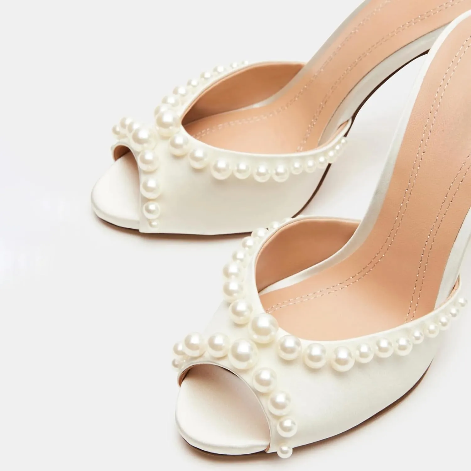 Yishaweiqi Women's Mesh Heeled Sandals Peep Toe Mules Slip on Stiletto High Heels Dress Sexy Slide Sandals