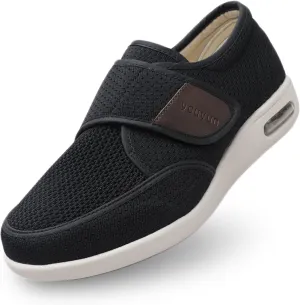 youyun Diabetic Shoes for Men Wide Width Elderly Men's Diabetic Shoes Adjustable Closure Breathable Lightweight Non Slip Air Cushion Sneakers for Swollen Feet Edema