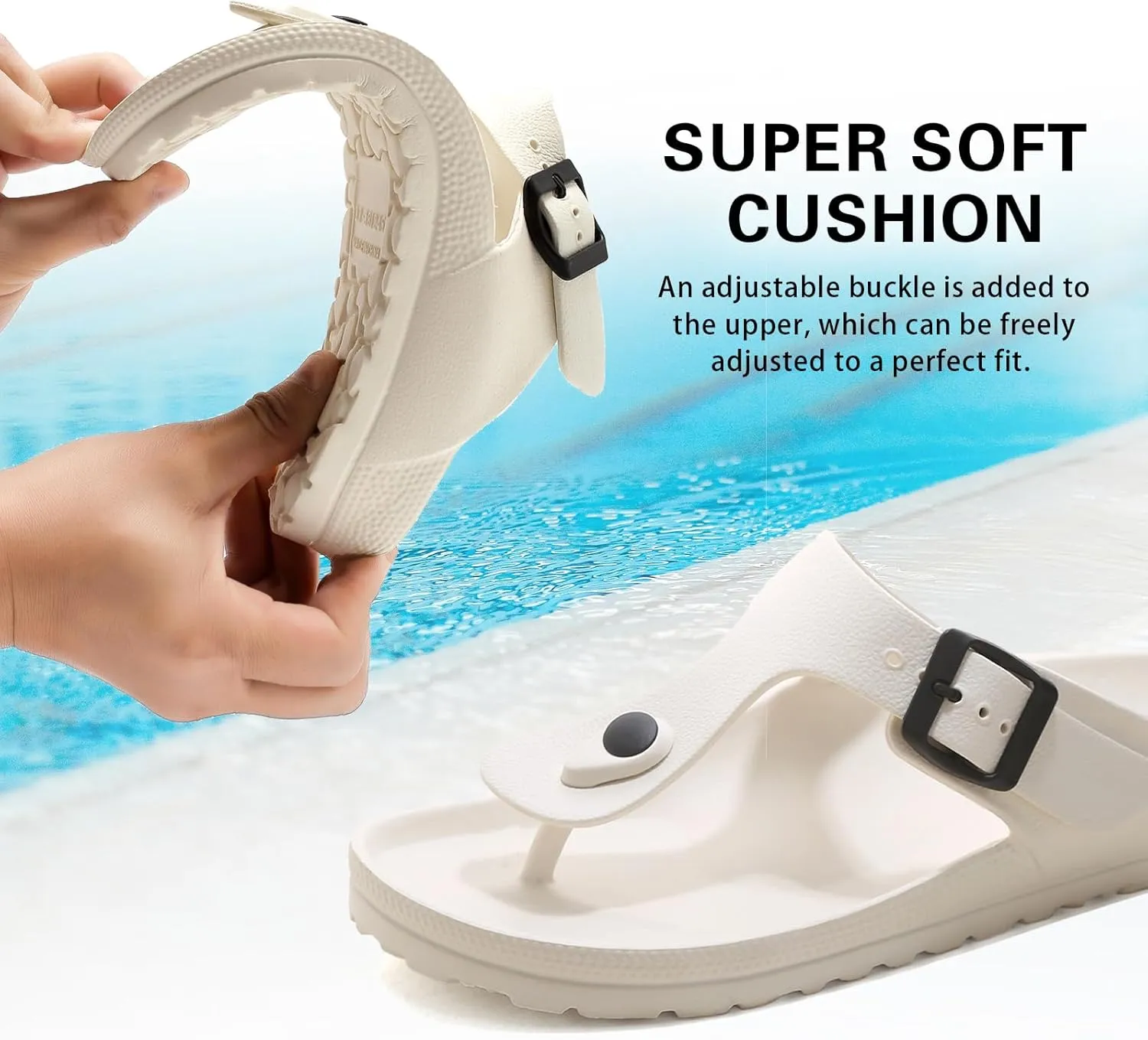 YUHITYGZGS Comfort Footbed EVA Thong Sandals for Women and Men Flip Flop with Arch Support Slip On Indoor Outdoor for Summer Beach Slides Adjustable Buckle