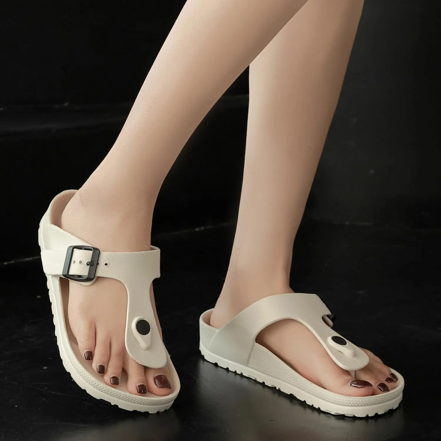 YUHITYGZGS Comfort Footbed EVA Thong Sandals for Women and Men Flip Flop with Arch Support Slip On Indoor Outdoor for Summer Beach Slides Adjustable Buckle
