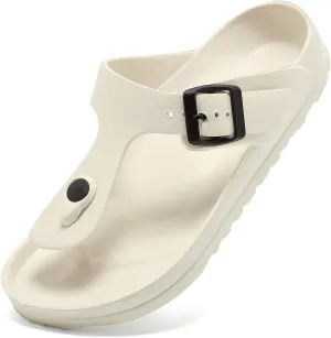 YUHITYGZGS Comfort Footbed EVA Thong Sandals for Women and Men Flip Flop with Arch Support Slip On Indoor Outdoor for Summer Beach Slides Adjustable Buckle