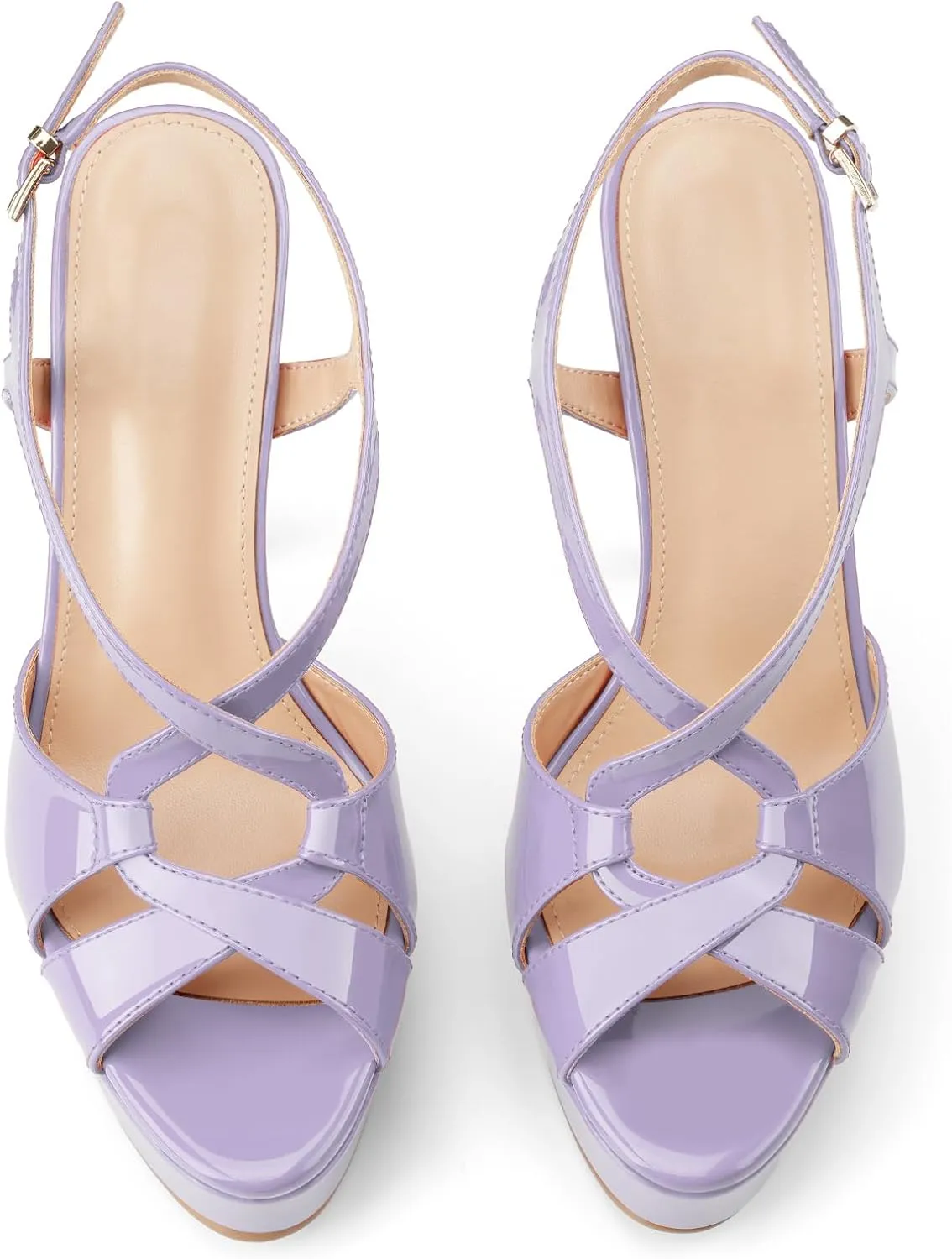 Z.Oufeier Women’s Cross Ankle Strap Slingback Sandals Platform High Stiletto Strappy Heels Open Peep Toe Buckle Summer Dress Sexy Wedding Shoes