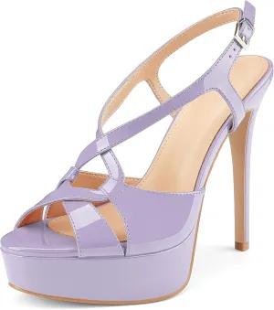 Z.Oufeier Women’s Cross Ankle Strap Slingback Sandals Platform High Stiletto Strappy Heels Open Peep Toe Buckle Summer Dress Sexy Wedding Shoes